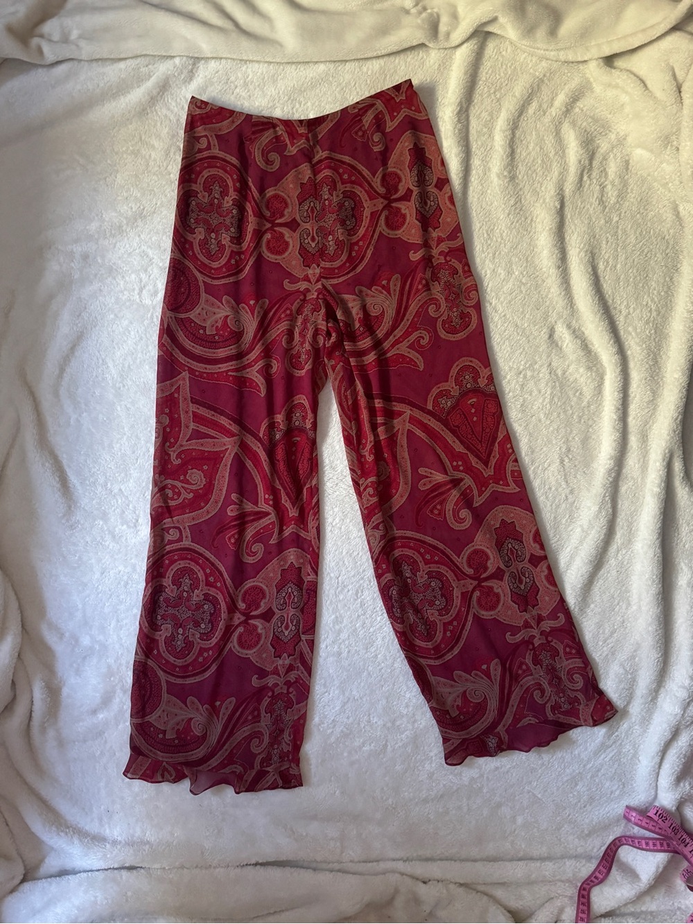 Women’s Red Paisley Wide-Leg Pants